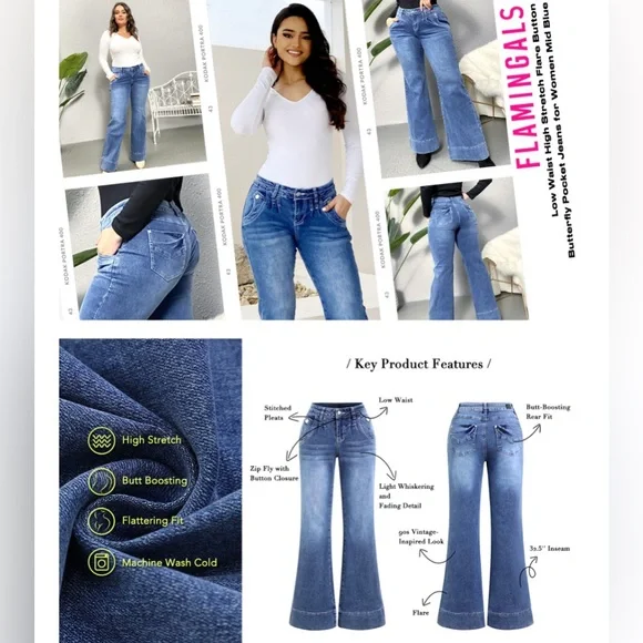 NWOT Flamingals Low Rise Butterfly Flare Jeans 👖 | NWOT Never Worn💨🔥 - Picture 13 of 15